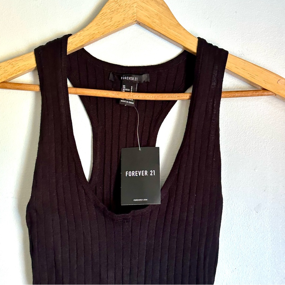 Forever 21 Rib Knit Racerback Bodysuit Black Small - Picture 4 of 9
